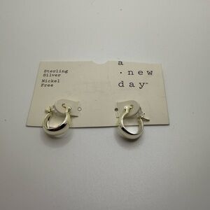 A New Day Silver Huggies Earrings